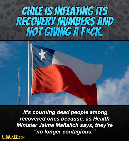 CHILE IS INFLATING ITS RECOVERY NUMBERS AND NOT GIVING A F*CK. It's counting dead people among recovered ones because, as Health Minister Jaime Manali