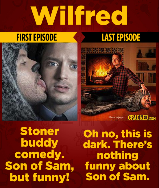 Wilfred FIRST EPISODE LAST EPISODE Stoner Oh nO, this is buddy dark. There's comedy. nothing Son of Sam, funny about but funny! Son of Sam.