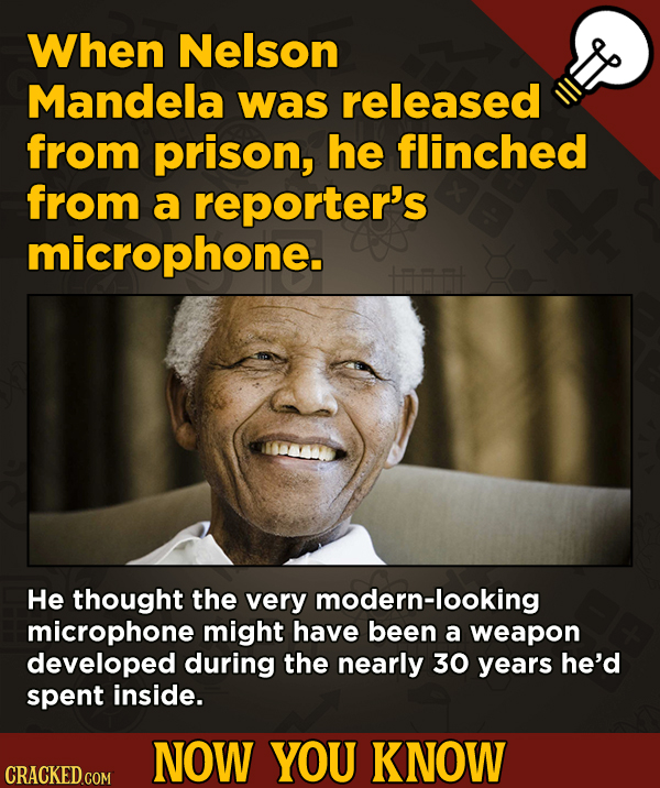 13 Cool Things You Didn’t Know About Movies (And Other Stuff) -When Nelson Mandela was released from prison, he flinched from a reporter's microphone.
