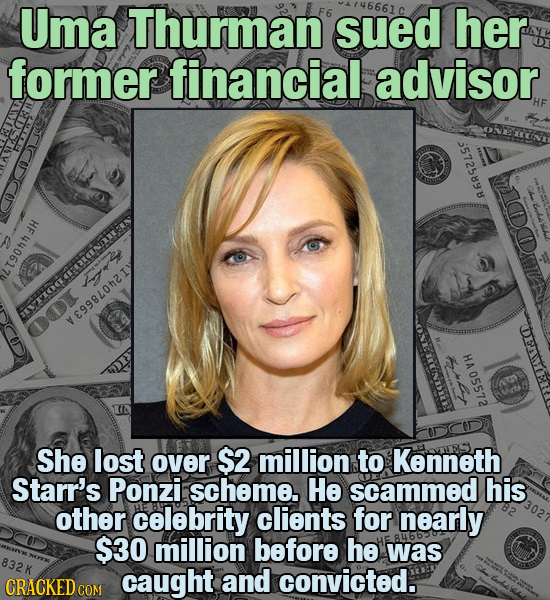 Uma Thurman F6 sued 146661 C her former financial advisor HE H @ EMOC VE998402I DEAE HA05572 She lost over $2 million to Kenneth Starr's Ponzi scheme.