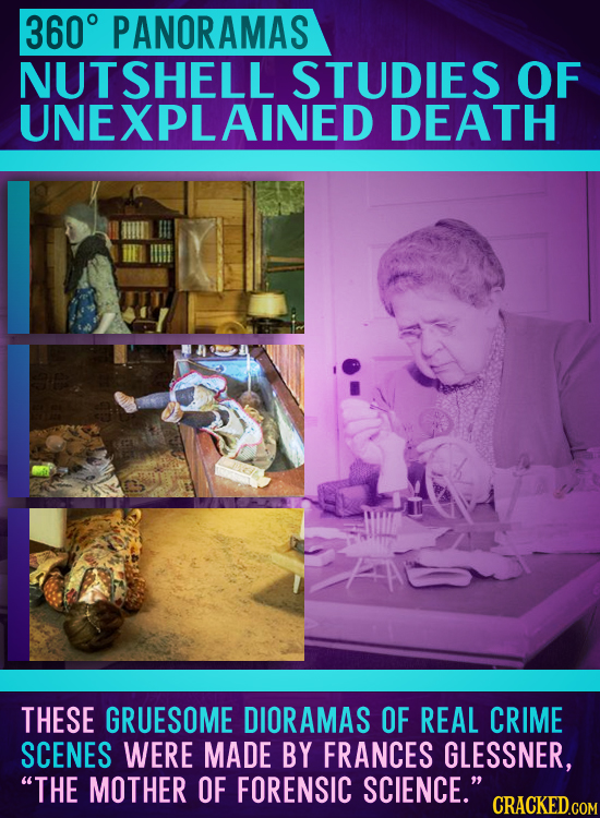 360 PANORAMAS NUTSHELL STUDIES OF UNEXPLAINED DEATH THESE GRUESOME DIORAMAS OF REAL CRIME SCENES WERE MADE BY FRANCES GLESSNER, THE MOTHER OF FORENSI