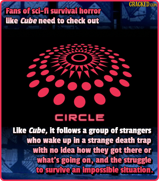 CRACKEDCO Fans of sci-fi survival horror like Cube need to check out CIRCLE Like Cube, it follows a group of strangers who wake up in a strange death