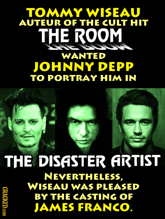 TOMMY WISEAU AUTEUR OF THE CULT HIT THE ROOM WANTED JOHNNY DEPP TO PORTRAY HIM IN THE DISASTER ARTIST NEVERTHELESS, WISEAU WAS PLEASED CRACKED.COM BY