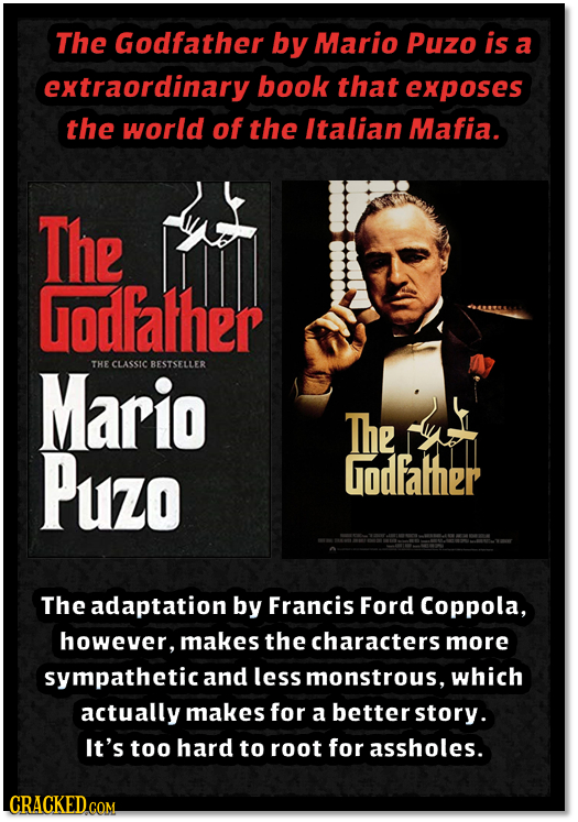 The Godfather by Mario Puzo is a extraordinary book that exposes the world of the Italian Mafia. The Godfalher Mario THE CLASSIC BESTSELLER The Puzo g