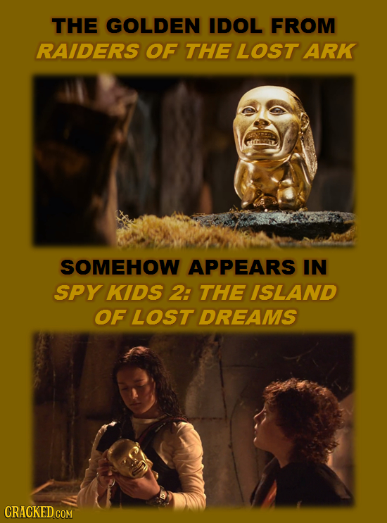 THE GOLDEN IDOL FROM RAIDERS OF THE LOST ARK SOMEHOW APPEARS IN SPY KIDS 2: THE ISLAND OF LOST DREAMS CRACKED COM