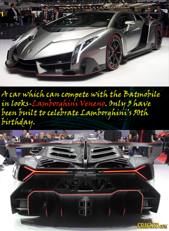 A car which can compete with the Batmobile in looks~Lamborahini Veneno. only 3 have been built to celebrate Lamborghini's 50th birthday. Lambesghini C