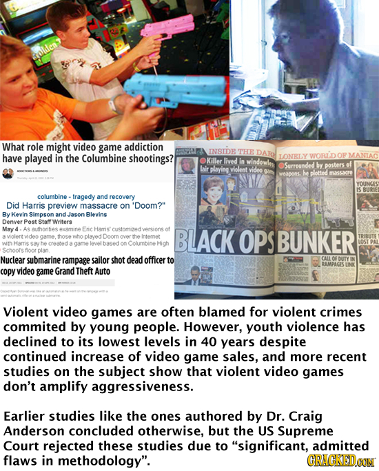 What role might video game addiction INSIDE THE DAT have played in the Columbine shootings? LONRLY WORLD OFMANIAC Killer lived in windowler Surrounded
