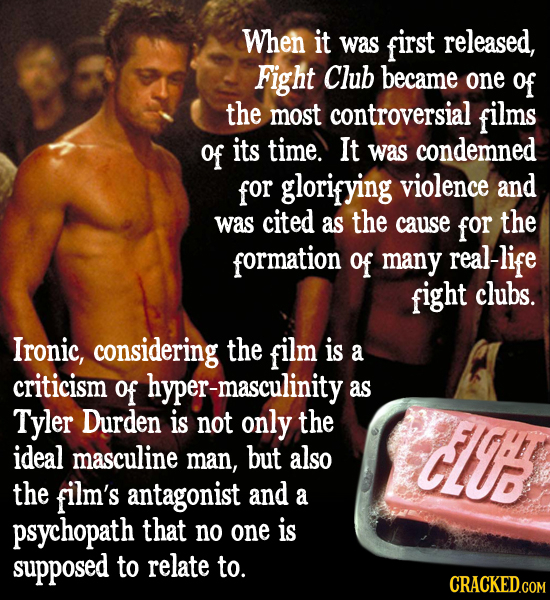 When it was first released, Fight Club became one of the most controversial films of its time. It was condemned for glorifying violence and was cited