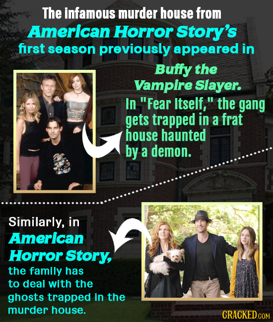 The infamous murder house from American Horror Story's first season previously appeared in Buffy the Vampire Slayer. In Fear Itself, the gang gets t