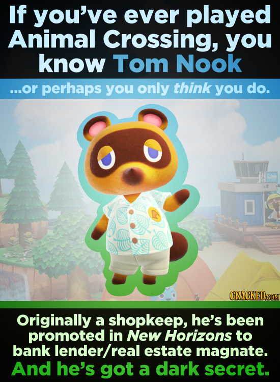 If you've ever played Animal Crossing, you know Tom Nook ...or perhaps you only think you do. CRACKEDCO Originally a shopkeep, he's been promoted in N