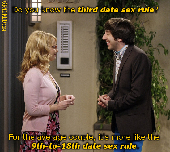 CRACKED COM Do you know the third date sex rule? For the average couple, it's more like the 9th-to-18th date sex rule.