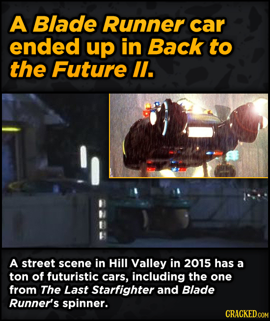 Iconic Movies You Didn’t Know Reused Their Props And Sets - A Blade Runner car ended up in Back to the Future ll.