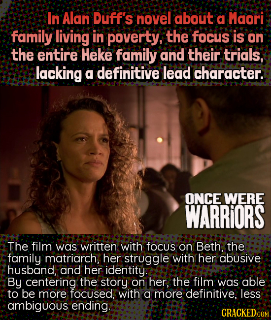 In Alan Duff's novel about a Maori family living in poverty, the focus is on the entire Heke family and their trials, lacking a definitive lead charac