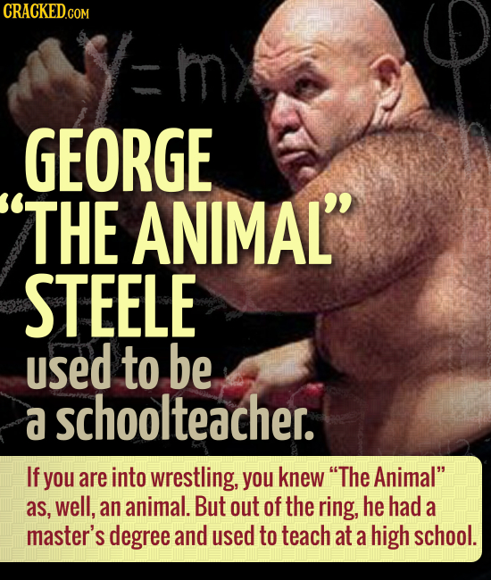 GEORGE THE ANIMAL STEELE used to be a schoolteacher. If you are into wrestling, you knew The Animal as, well, an animal. But out of the ring, he ha