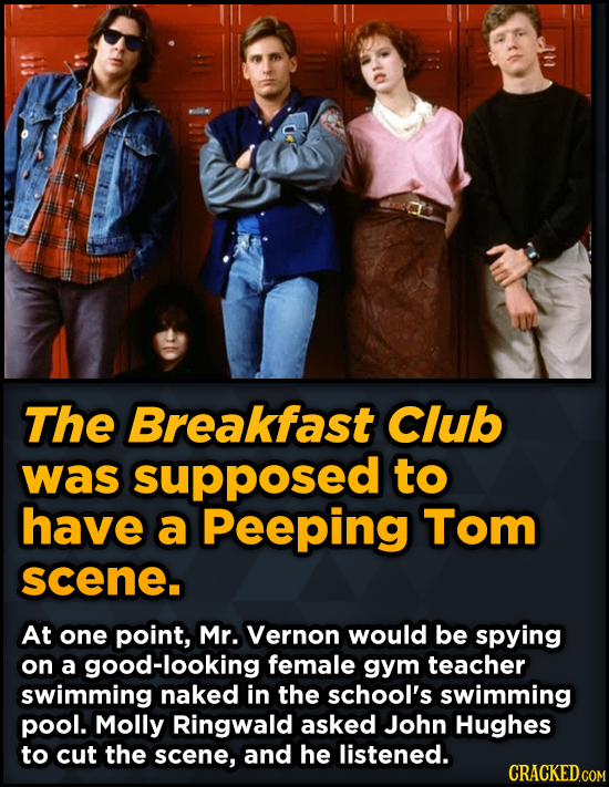 Bizarre Scenes That Almost Made It Into Famous Movies - The Breakfast Club was supposed to have a Peeping Tom scene.