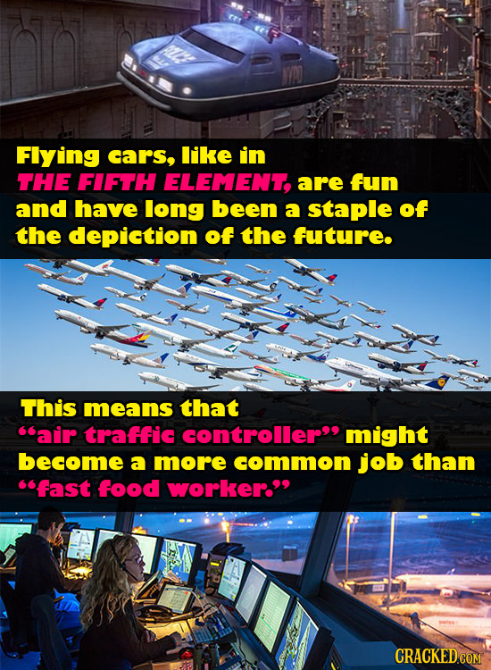 Flying cars, like in THE FIFTH ELEMENT, are fun and have long been a staple of the depiction of the future. This means that air traffic controller m
