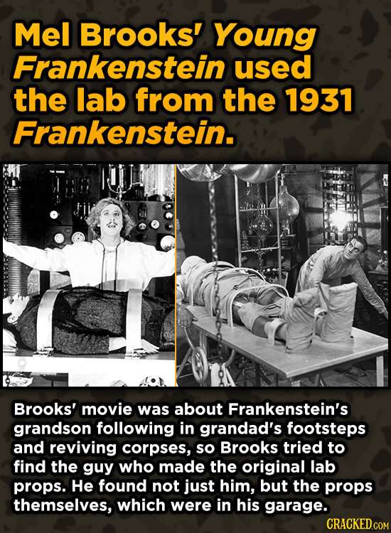 Iconic Movies You Didn’t Know Reused Their Props And Sets - Mel Brooks' Young Frankenstein used the lab from the 1931 Frankenstein.