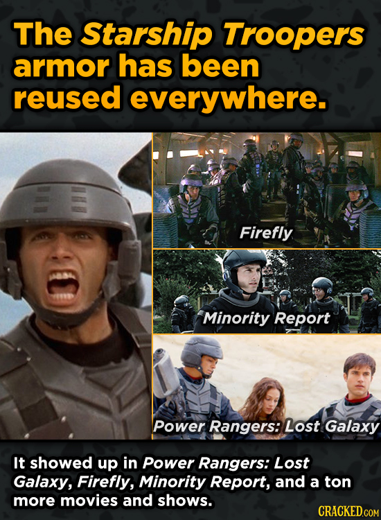 Iconic Movies You Didn’t Know Reused Their Props And Sets - The Starship Troopers armor has been reused everywhere.