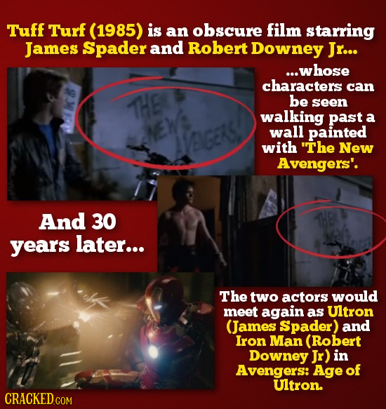 Tuff Turf (1985) is an obscure film starring James Spader and Robert Downey Jr... ...whose characters can THB be seen walking past a NEW wall painted