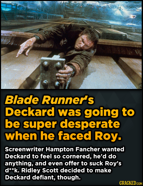 Bizarre Scenes That Almost Made It Into Famous Movies - Blade Runner's Deckard was going to be super desperate when he faced Roy.