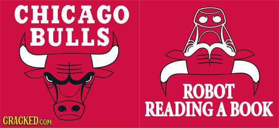 CHICAGO BULLS ROBOT READING A BOOK 