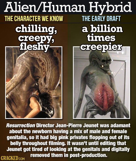 Alien/Human Hybrid THE CHARACTER WE KNOW THE EARLY DRAFT chilling, a billion creepy, times fleshy creepier Resurrection Director Jean-Pierre Jeunet wa