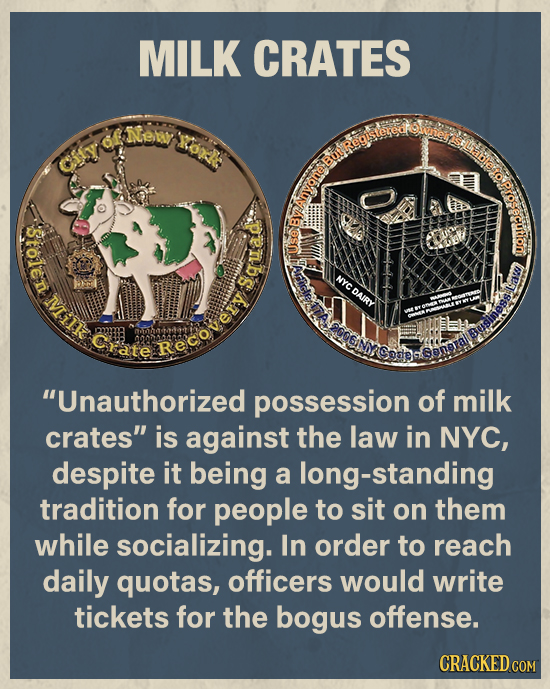MILK CRATES NeR Yoke Stolen perbs NYC Milk DAIRY Crate Bugihess Recovery anra! Unauthorized possession of milk crates is against the law in NYC, des