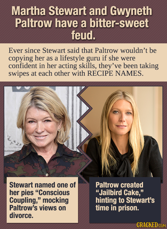 Martha Stewart and Gwyneth Paltrow have a bitter-sweet feud. Ever since Stewart said that Paltrow wouldn't be copying her as a lifestyle guru if she w