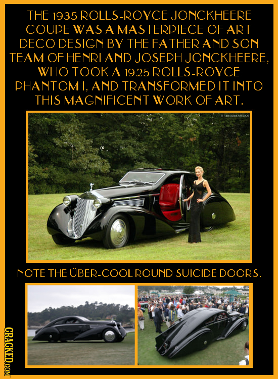 THE 1935 ROLLS-ROYCE JONCKHEERE COUPE WAS A MASTERPIECE OF ART DECO DESIGNB THE FATHER AND SON TEAM OF HENRI AND JOSEPH JONCKHEERE. WHO TOOK A 1925 RO