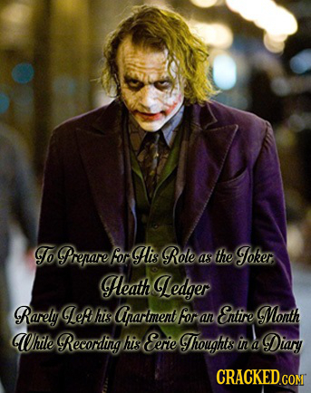 To Prepare for His Role the Joker as Heath Ledger Rarely Lef his Arartment for Entire Month an While Recording his Eerie Thoughts in Diary A CRACKED G