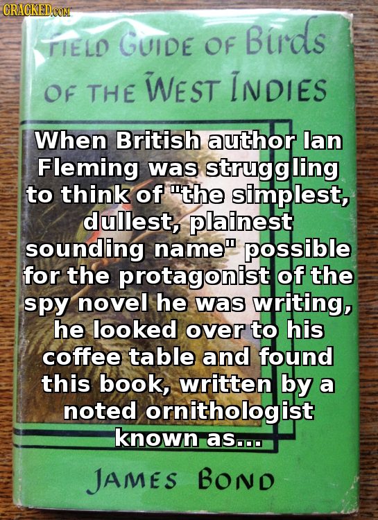 CRACKED.CON Birds TIELD GUIDE OF WEST INDIES OF THe When British author lan Fleming was strugglin to think of the simplest, dullest, plainest soundin