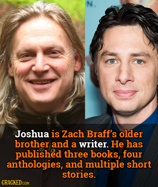 Joshua is Zach Braff's older brother and a writer. He has published three books, four anthologies, and multiple short stories.