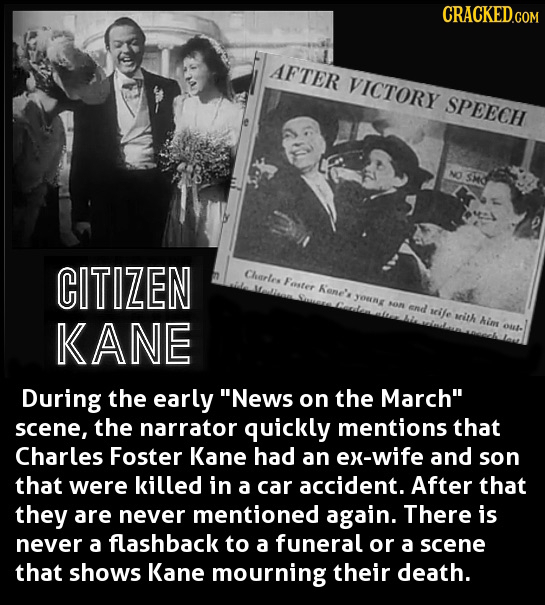 CRACKEDcO AFTER VICTORY SPEECH NO SMO CITIZEN Charles Faster Kene's 3oung ON end ife KANE ith hins ou- During the early News on the March scene, the