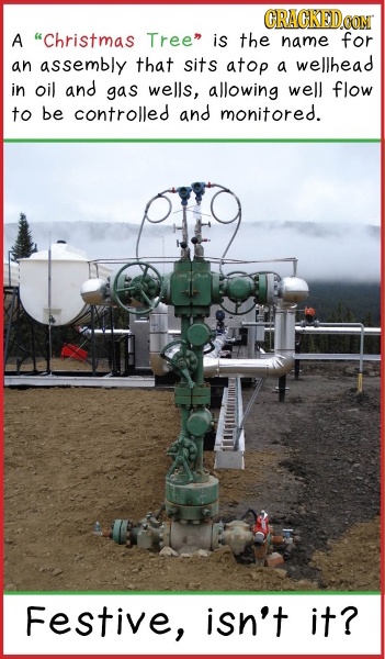 CRACKEDCON A Christmas Tree is the name for an assembly that sits atop a wellbead in oil and gas wells, allowing well flow to be controlled and moni