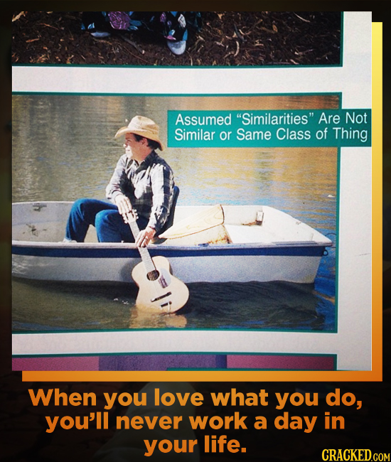 Assumed Similarities Are Not Similar or Same Class of Thing When you love what you do, you'll never work a day in your life.