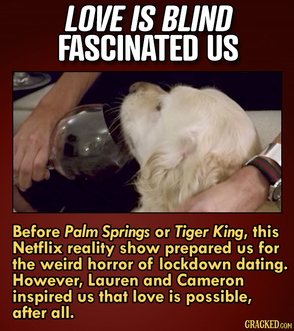 LOVE IS BLIND FASCINATED US Before Palm Springs or Tiger King, this Netflix reality show prepared US for the weird horror of lockdown dating. However,