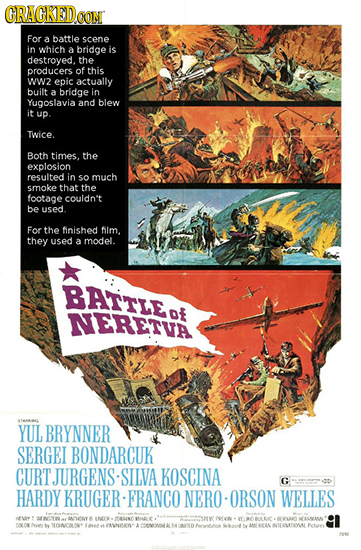 CRACKEDCO CON For a battle scene in which a bridge is destroyed, the producers of this WW2 epic actually built a bridge in Yugoslavia and blew it Up.