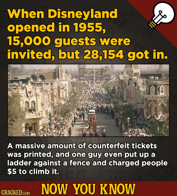 A Fresh Serving Of Movie-related And Miscellaneous Facts - When Disneyland opened in 1955, 15.000 guests were invited,