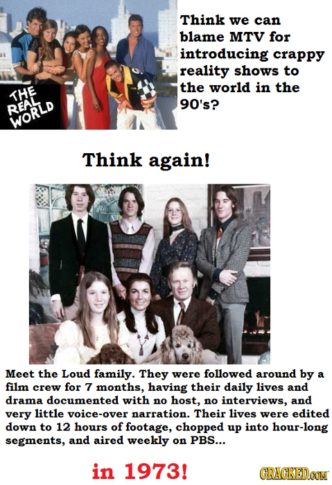Think we can blame MTV for introducing crappy reality shows to the world in the THE 90's? REAL WORLD Think again! Meet the Loud family. They were foll