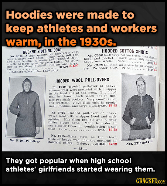 Hoodies were made to keep athletes and workers Warm, in the 1930s. COAT ROCKNE SIDELINE HOODED COTTON SHIRTS coat waterproor quality tan belt C70011-