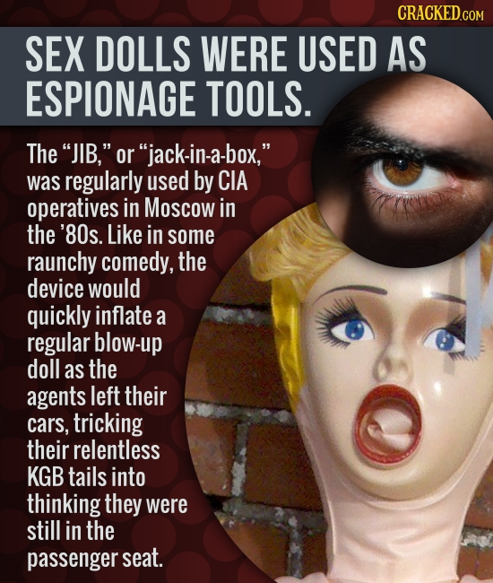 CRACKED.COM SEX DOLLS WERE USED AS ESPIONAGE TOOLS. The JIB, or jack-in-a-box, was regularly used by CIA operatives in Moscow in the '80s. Like in
