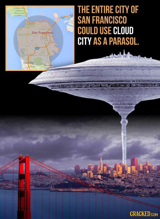 Gate THE ENTIRE CITY OF Clen Nat Rpcreation SAN FRANCISCO COULD USE TNCORCOIN CLOUD San Francisco CITY AS A PARASOL. Dalycity Colma