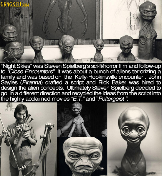 CRACKED CO COM Night Skies was Steven Spielberg's sci-fi/horror film and follow-up to Close Encounters It was about a bunch of aliens terrorizing