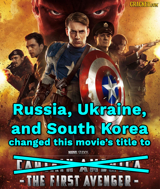 Russia, Ukraine, and South Korea changed this movie's title to MARVEL STUDIOS THE FIRST AVENGER