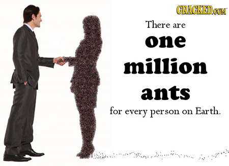 CRACKEDo CON There are one million ants for every person on Earth. 