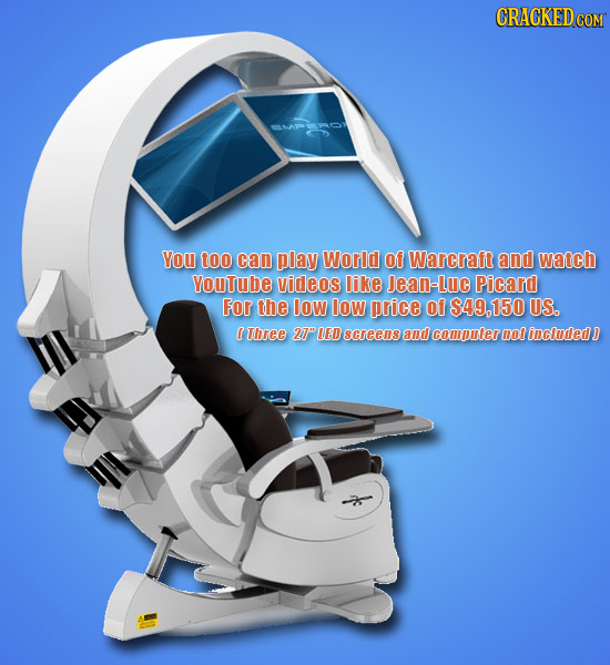CRACKEDCON You t00 can play World Of Warcraft and watch YouTube videos like Jean-Luc Picard For the low IOw price of $49,150 US. I Three 27 LED scree