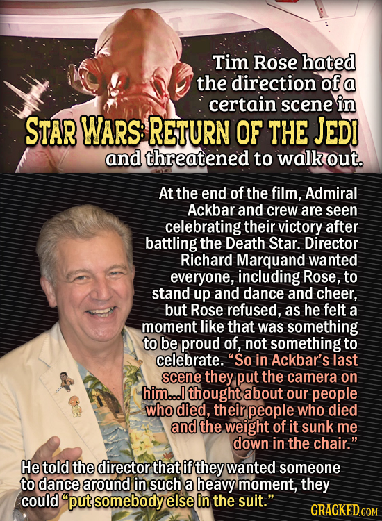 Actors Who Had To Put Their Foot Down During Filming - Tim Rose hated the direction of a certain scene in Star Wars: Return of the Jedi and threatened