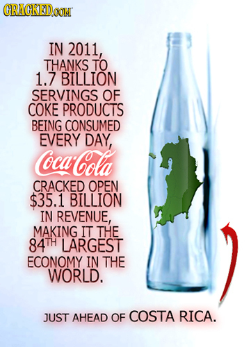 CRACKEDCON IN 2011, THANKS TO 1.7 BILLION SERVINGS OF COKE PRODUCTS BEING CONSUMED EVERY DAY, Coca-Cola CRACKED OPEN $35.1 BILLION IN REVENUE, MAKING 