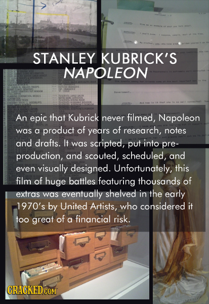 STANLEY KUBRICK'S NAPOLEON An epic that Kubrick never filmed, Napoleon was of of a product years research, notes and drafts. It was scripted, put into