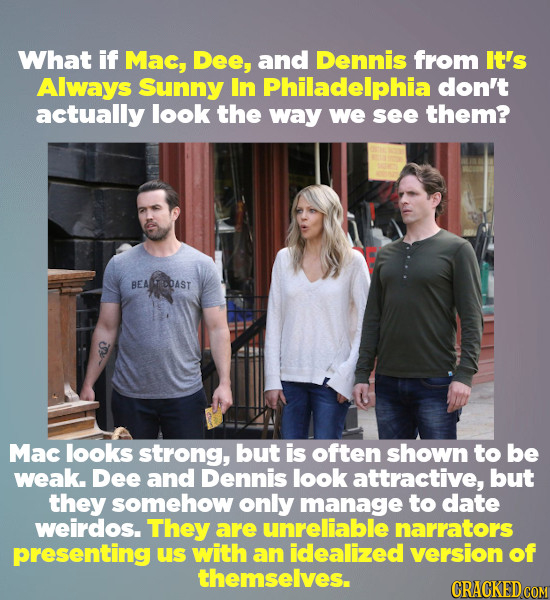 What if Mac, Dee, and Dennis from It's Always Sunny In Philadelphia don't actually look the way we see them? BEATCOAST Mac looks strong, but is often